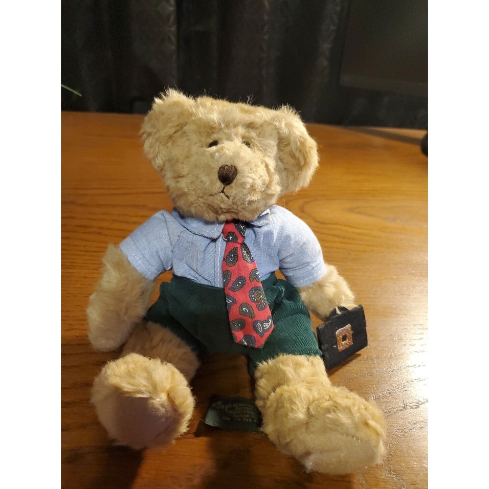 RARE Vintage Russ Businessman W/ Tie‎ & Briefcase 9" Teddy Bear Winston Stuffed
